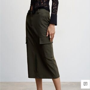 Mango Green Midi Cargo Skirt
